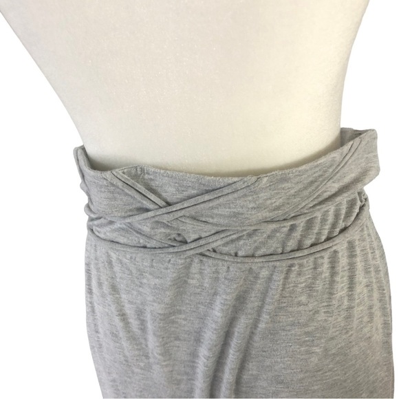 Max Studio Soft Knit Maxi Skirt Women L GreyHeather Added Fabric Detail at Waist - Picture 4 of 7